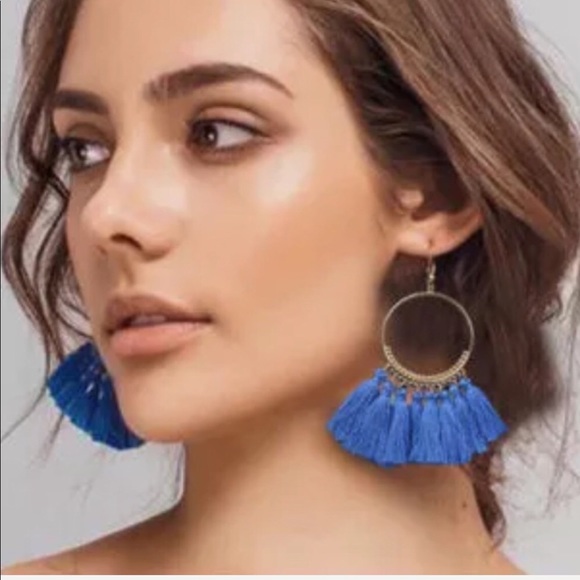 “Sofía” Tassel Wine Red Earrings-Drop - Picture 4 of 4